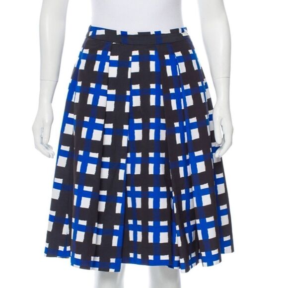 🧡 Preppy Pink Tartan Blue Plaid Pleated Skirt - Picture 2 of 5